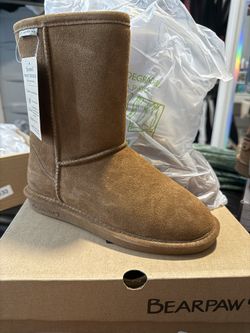 BearPaw boots, tan and suede, size 7.