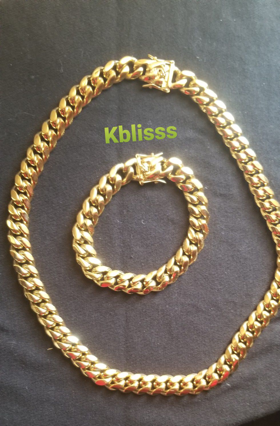 🔥🔥🔥 14k Gold Plated Miami Cuban Link Chain and Bracelet Set....Available for Delivery 🚚🚗 or Pick up