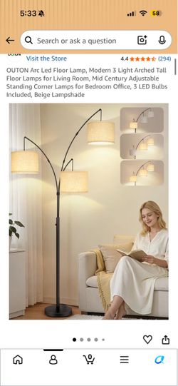 OUTON 3-Light Arc LED Floor Lamp