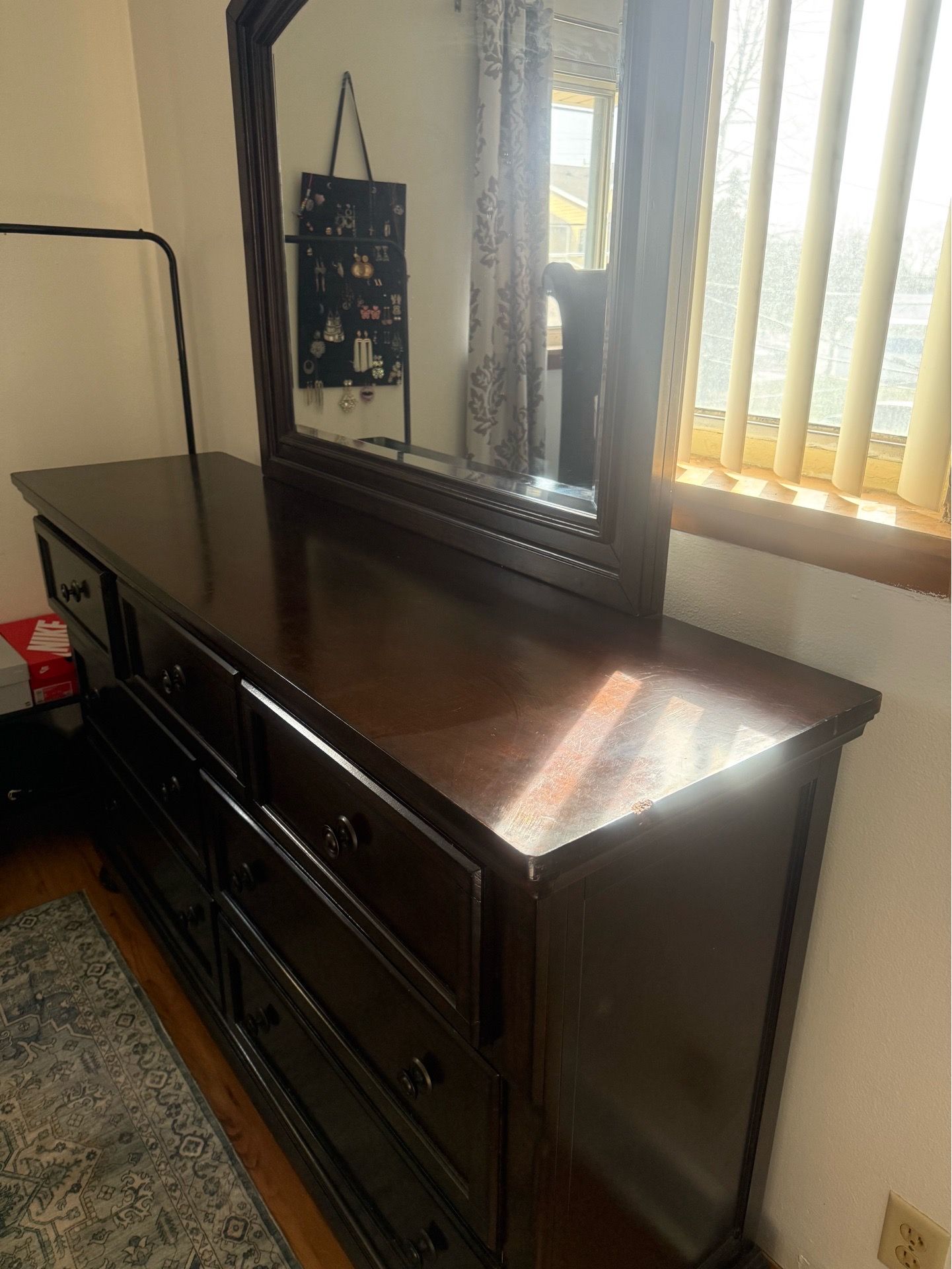 Solid wood dresser and bed set