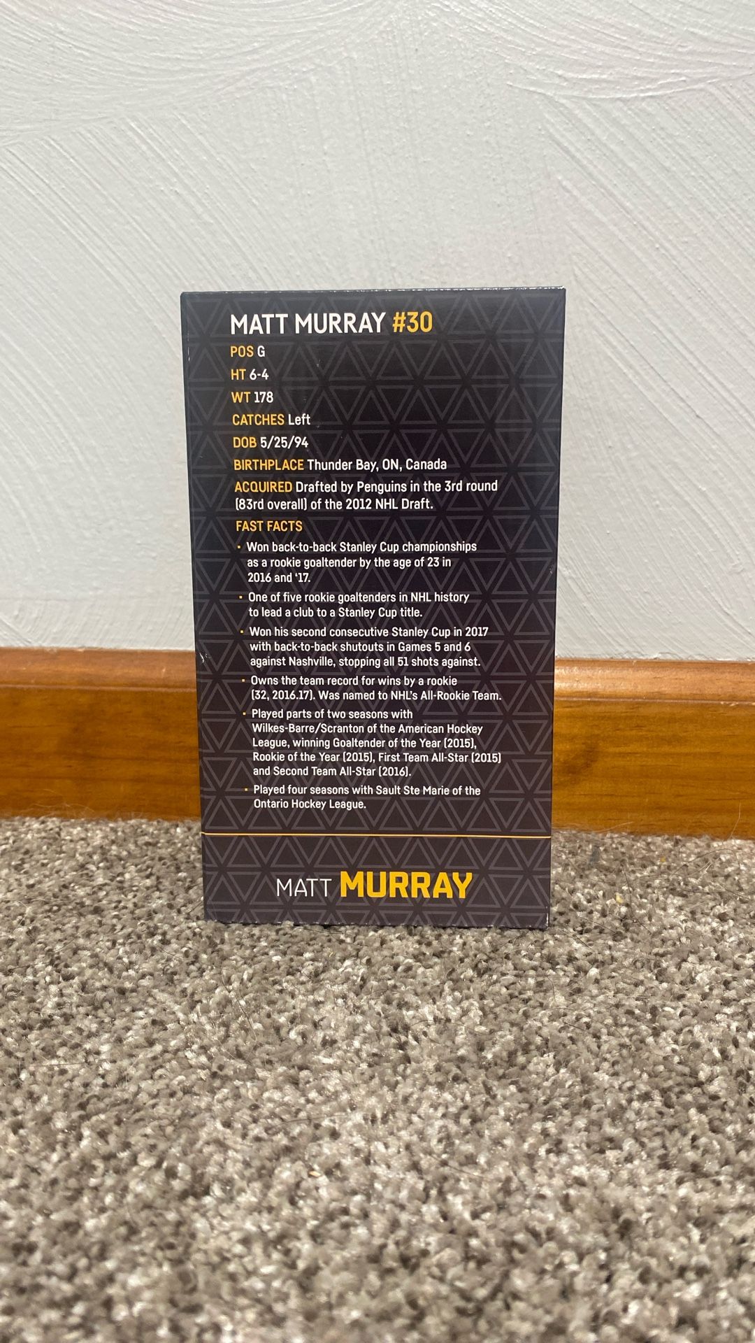 Matt Murray Pittsburgh Penguins bobble head