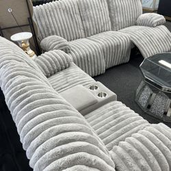 Theater Style Reclining Couch And Loveseat 
