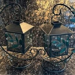 Set Of 2 Vintage Metal Lanterns for Tealites Or Votive Candles