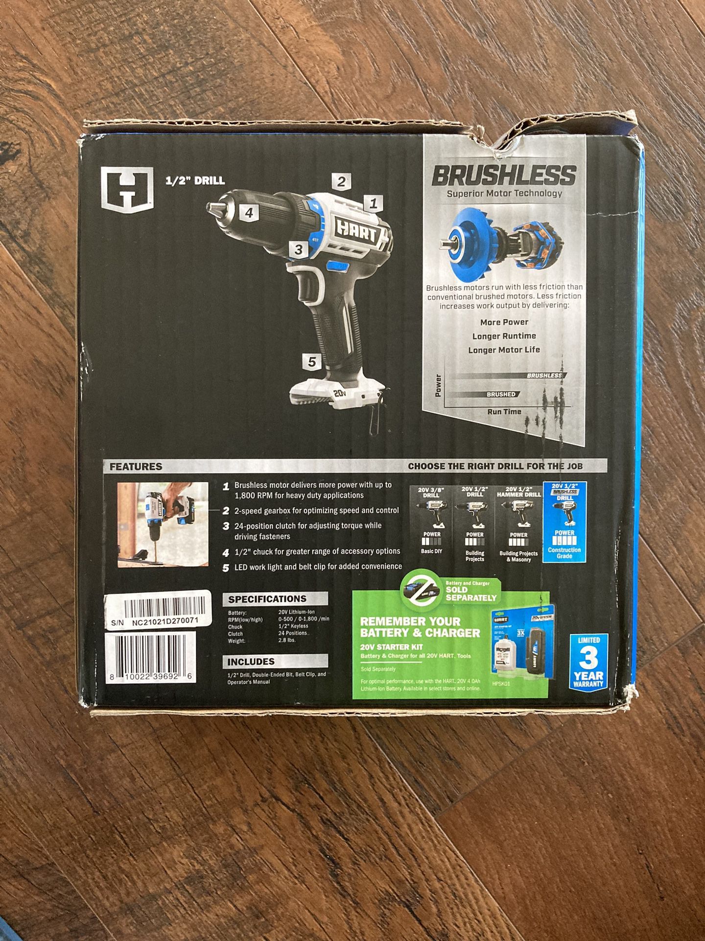 **Brand New** HART Brushless 1/2-inch Drill/Driver (Battery not Included)