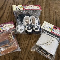 18” Doll Shoes & Accessories Bundle – Boots, Ice Skates & Soccer Set