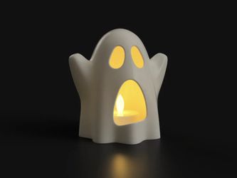 3D Printed Halloween Ghost Tealight | Spooky LED Candle Holder