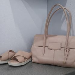 Ecco Slip On Leather Shoes Size 6.5  & Matching Radley Of London Leather Handbag Set