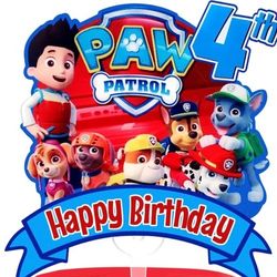 4th Birthday Cake Topper - Paw Patrol