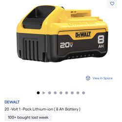 DEWALT 20 -Volt 1-Pack Lithium-ion (8 Ah Battery) - Retail $219