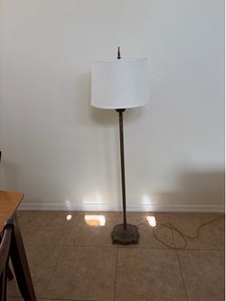 Vintage Bronze Finish Floor Lamp with White Drum Shade