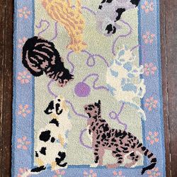 Vintage 100% Wool Kitten Rug 2ftx3ft