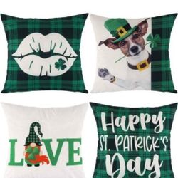 NEW! St Patricks Day Pillow COVERS ONLY,  18x18, Set of 4