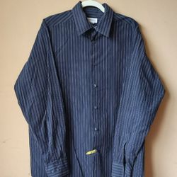 Claiborne Men’s Concepts Black Striped Wrinkle Free Shirt  Size XL / Extra Large