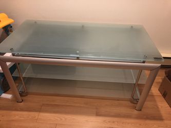 Metal and frosted glass tv stand