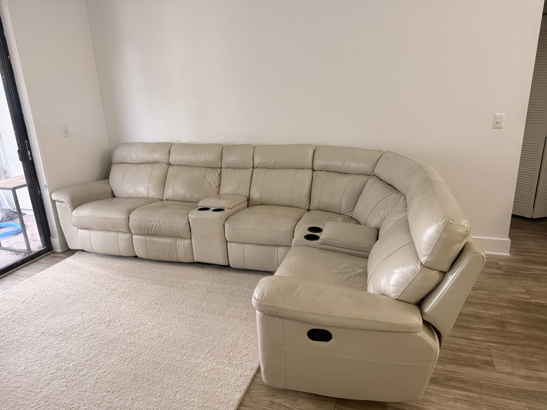 Real Leather White Sectional Couch in Great Condition