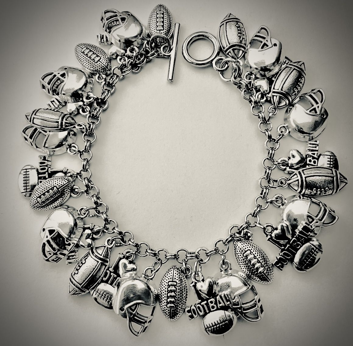 Beautiful Football Charm Bracelet