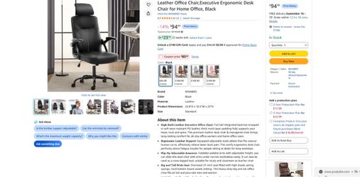 Brand new NIHABRO Black Leather Ergonomic Office Chair