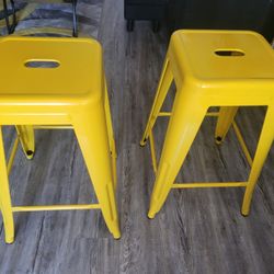 Yellow Metal Stools