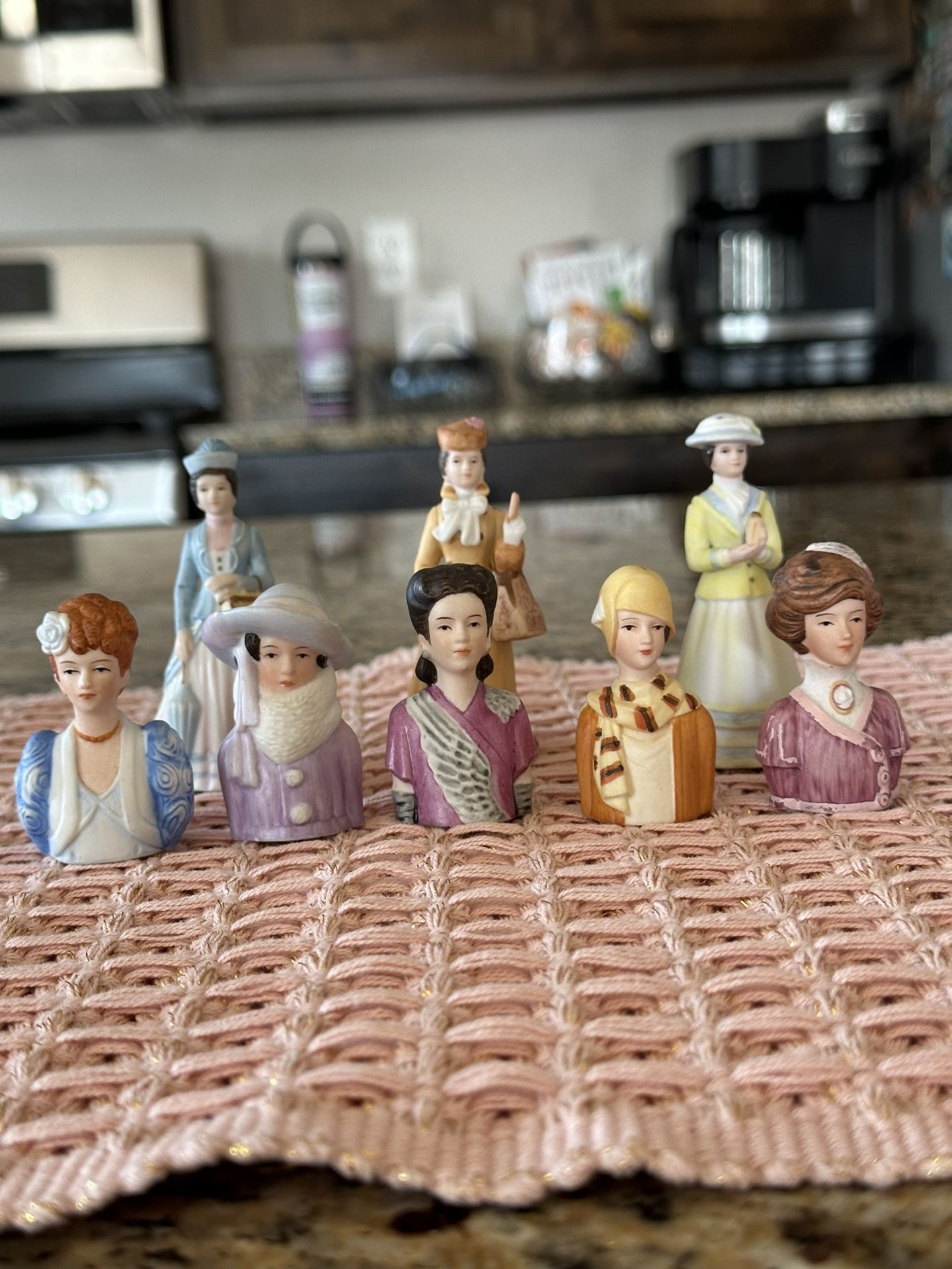 Vintage Avon Handmade Thimbles & Mini Mrs Albee Figurines