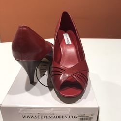 NWT Red All Leather Steven Madden Shoes, 10M