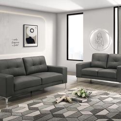 2-Piece Sofa Set Sofa & Loveseat full leather Anthracite Gray ( p8418 ) $849 FREE LOCAL DELIVERY        Location / city of industry  New in boxes Warr