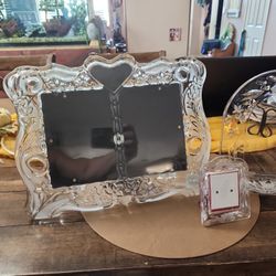 TWO beautiful Crystal Photo Frames ( Heavy And Over 20 Years Old).. Little 3x3   Picture Frame Is Princess House