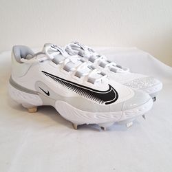 Nike Alpha Huarache Elite 4 Low White Grey Metal Baseball Cleats