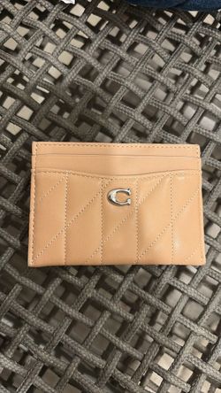 Coach tan quilted card wallet