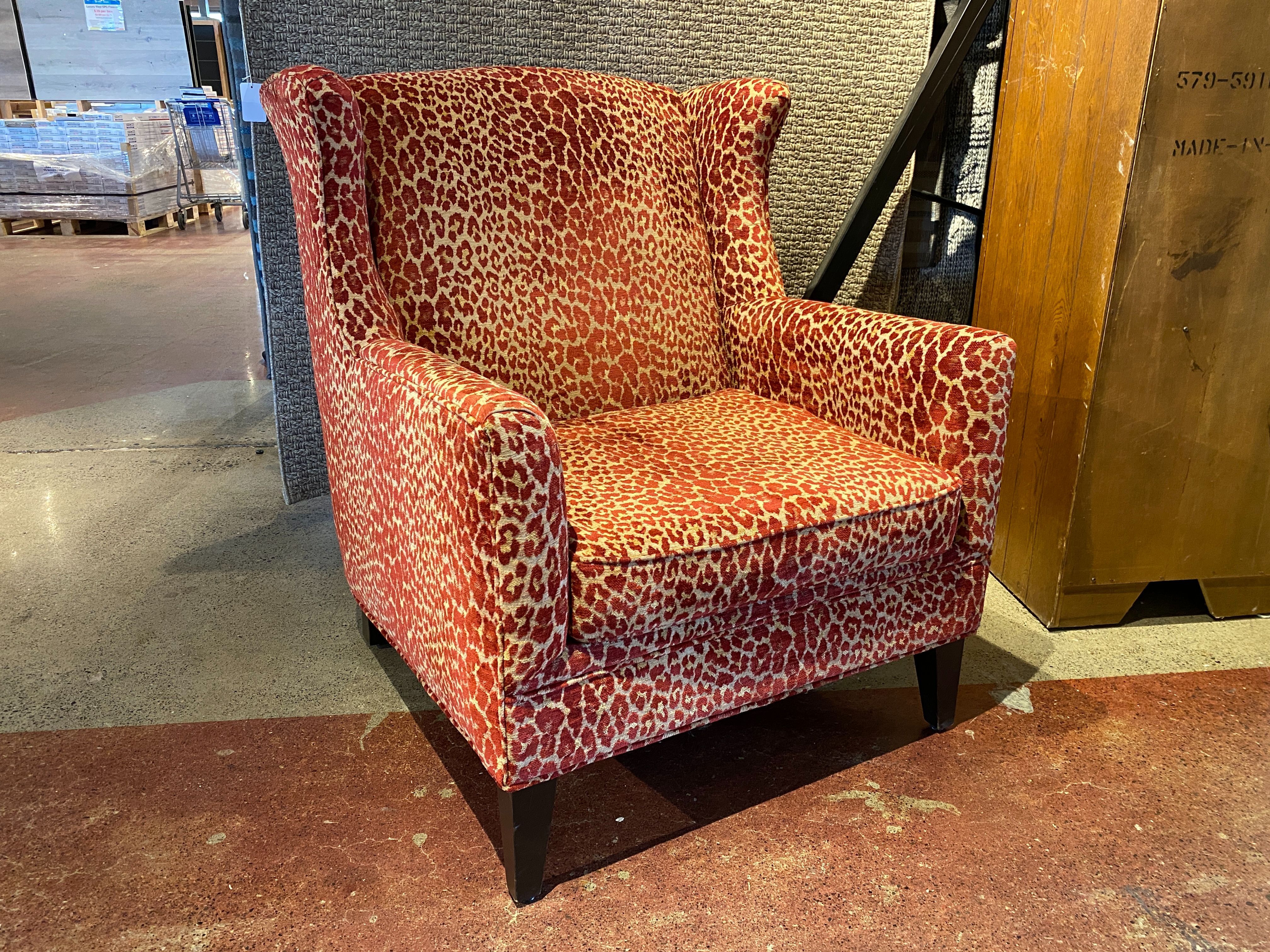 Ripe Peach Leopard Print Wingback Armchair