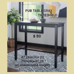 Brand New Pub Table Gray  Wash Wood By Threshold 