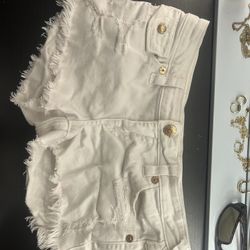 True Religion White Denim Shorts