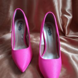 Hot pink snake print Barbie style pumps shoes in box