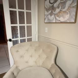 Cream Tufted Nailhead Accent Chair