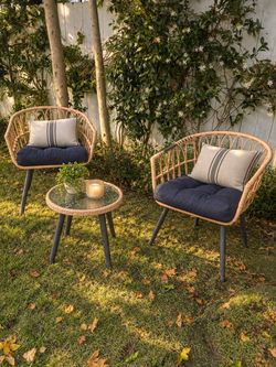 3-Piece Rattan Outdoor Bistro Set