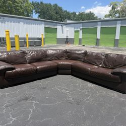 Cindy Crawford Brown Leather Couch 