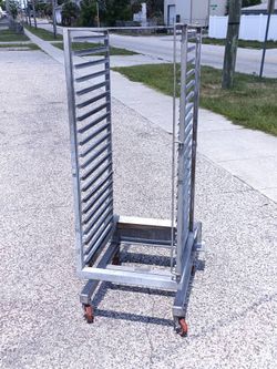Alto Shaam Stainless Steel Combi Oven Bun Pan Roll In Rack Cart Tray