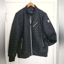 Men's Guess Jacket Quilted Black XL New