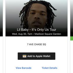 Two Tickets Lil Baby Madison Square Garden