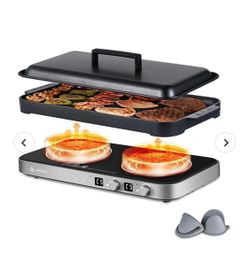 Amzchef Induction Double Cooktop and Griddle New