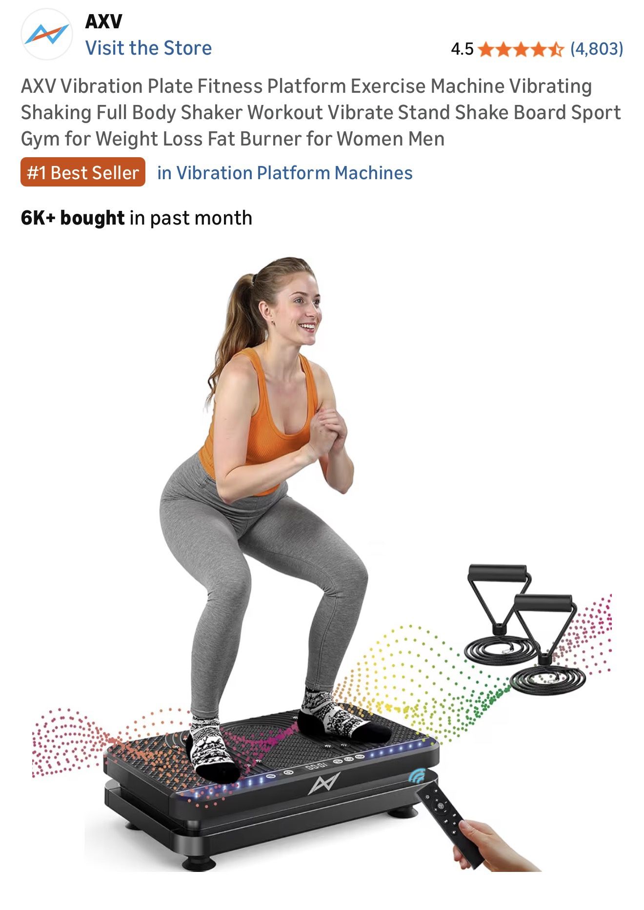 AXV Vibration Plate Fitness Machine w/ Bands + Remote for Sale in San ...