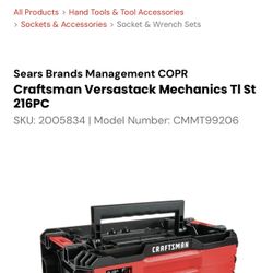 Brand NEW, Craftsman 216PC | Model Number: CMMT99206