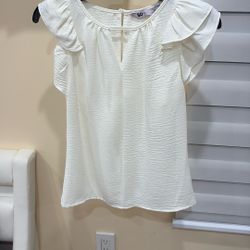 White Frilly Sleeved Top 