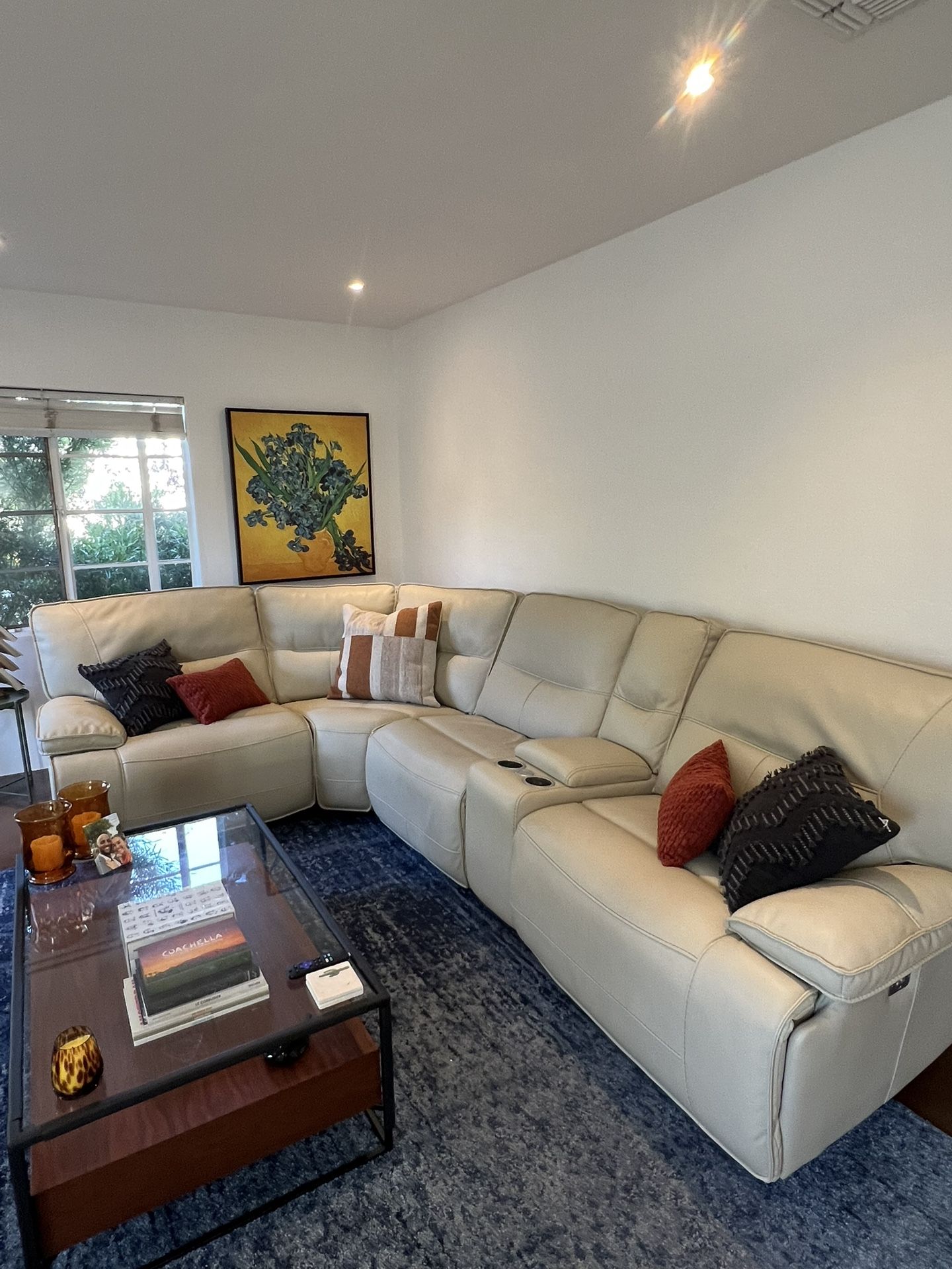 Leather Power Recliner Sectional Sofa