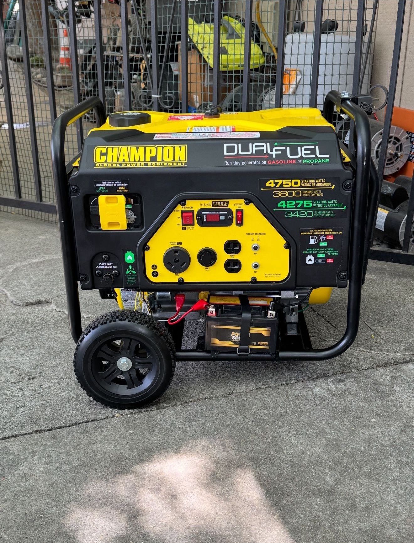 Champion 4,750-W Portable RV Ready Dual Fuel Powered Generator w/ Electric Start