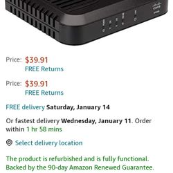 Cisco DOCSIS 3.0 Cable Modem - Speeds Of Up to 340mbps