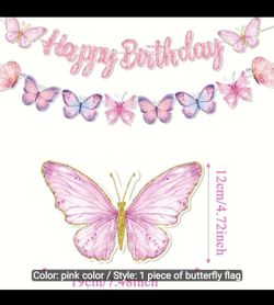 Butterfly banner happy birthday