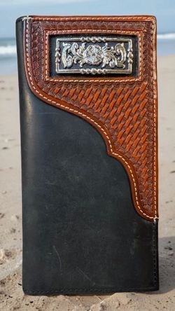 MEN'S WESTERN 3D WALLET/CHECKBOOK GENUINE LEATHER LONG BI FOLD TALL RODEO WALLET