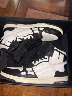 AMIRI Black and White "Skel" High-Top Sneakers