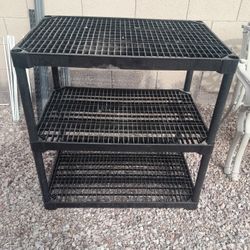 3 Tier Black Plastic Utility Shelving Unit 36x24x37 