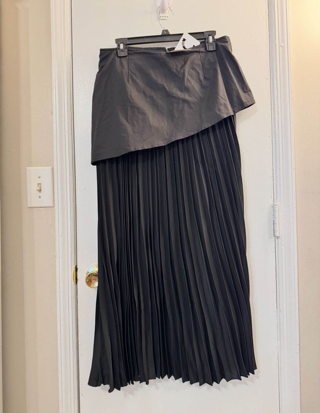 Asymmetric Patchwork  Chiffon Pleated Maxi Skirt Size Large
